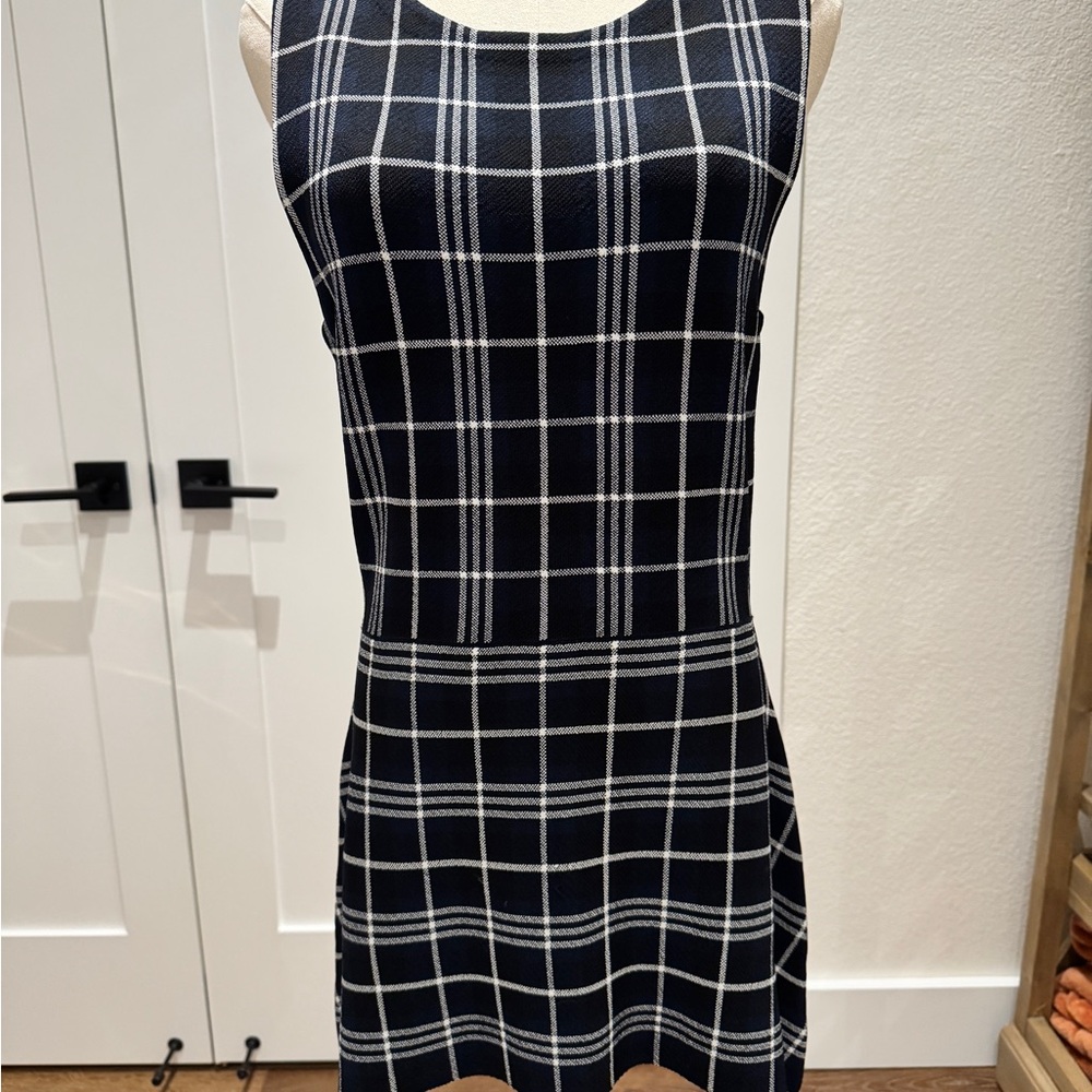 Theory Black and White Checkered Mini Dress